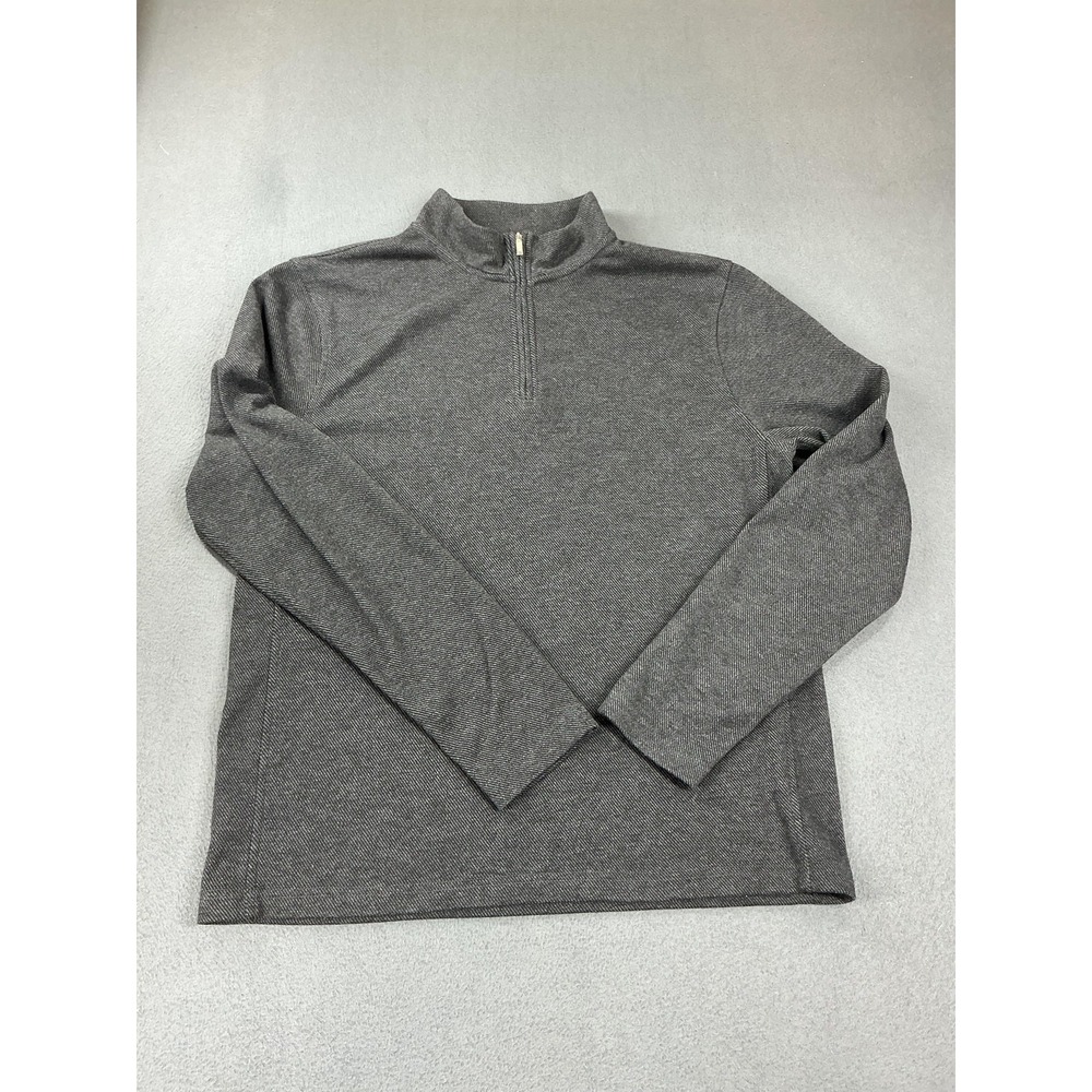 J.CREW Sweater Mens M Gray Herringbone 1/4 Zip Lightweight Stretch Mock Neck